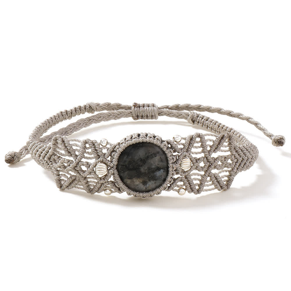 Collana con bracciale intrecciato in cristallo di labradorite naturale Olivenorma 
