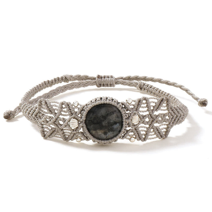 Collana con bracciale intrecciato in cristallo di labradorite naturale Olivenorma 