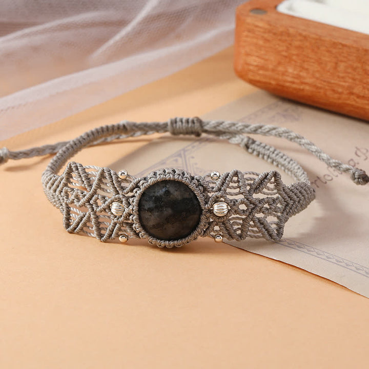 Collana con bracciale intrecciato in cristallo di labradorite naturale Olivenorma 