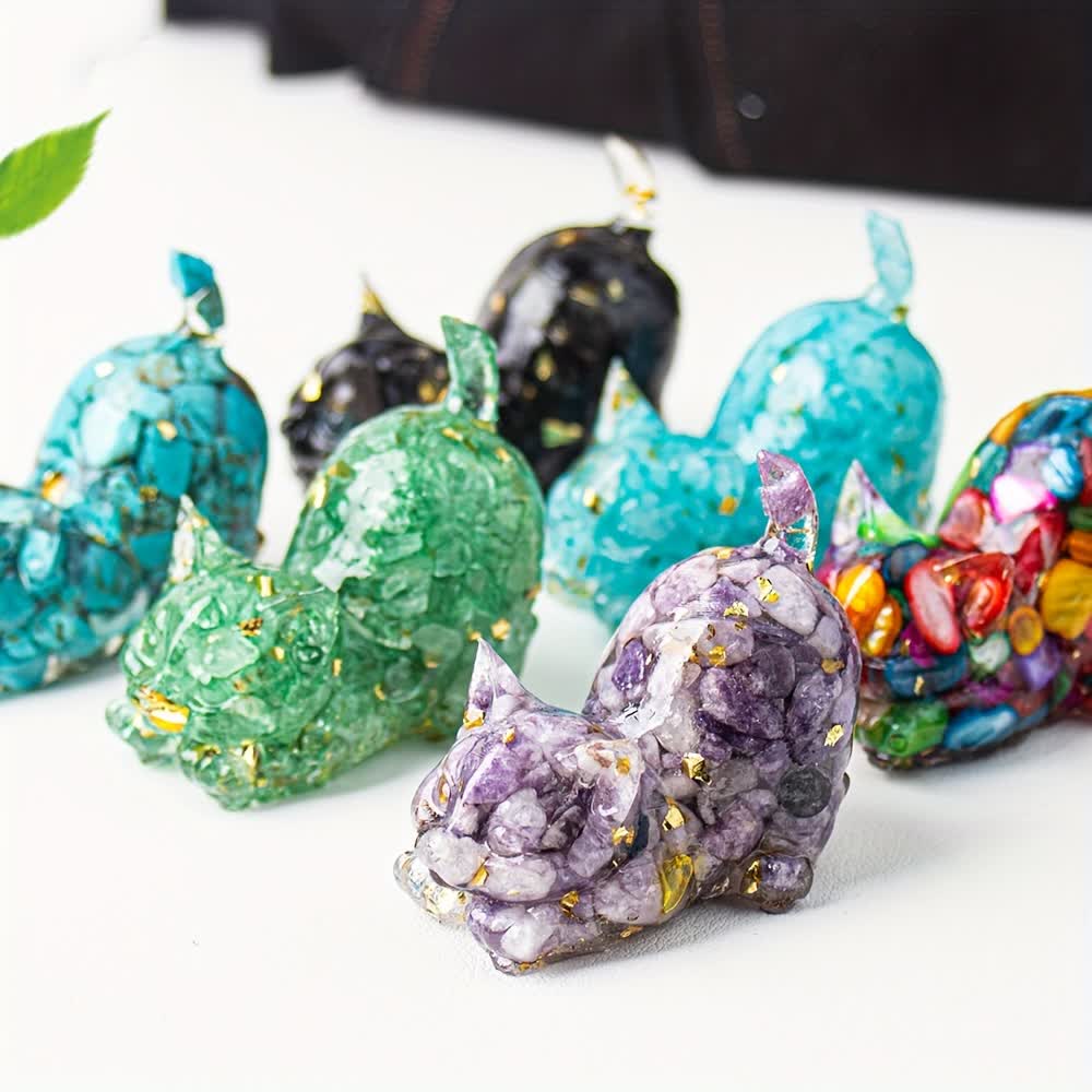 Olivenorma - Decorazione in pietra preziosa con statuetta di gatto in cristallo con benedizione giocosa - image 2