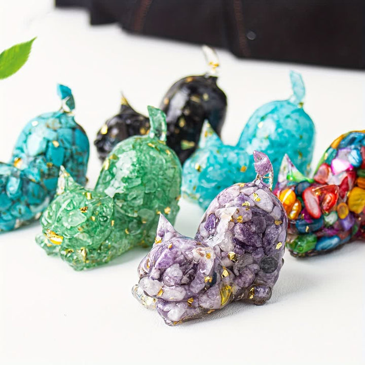 Olivenorma - Decorazione in pietra preziosa con statuetta di gatto in cristallo con benedizione giocosa - image 2