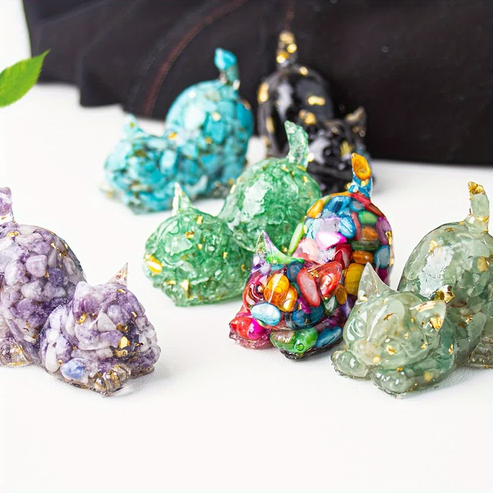 Olivenorma - Decorazione in pietra preziosa con statuetta di gatto in cristallo con benedizione giocosa - image 75