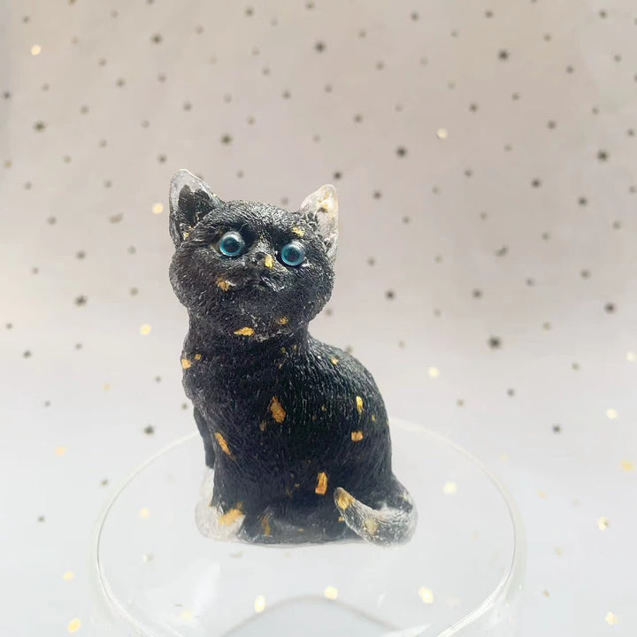 Decorazione in pietra preziosa a forma di gatto in piedi in resina di cristallo Olivenorma
