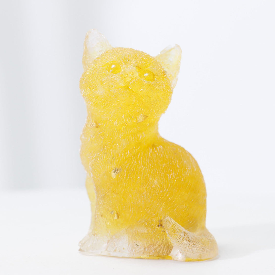 Decorazione in pietra preziosa a forma di gatto in piedi in resina di cristallo Olivenorma