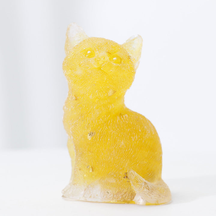 Decorazione in pietra preziosa a forma di gatto in piedi in resina di cristallo Olivenorma
