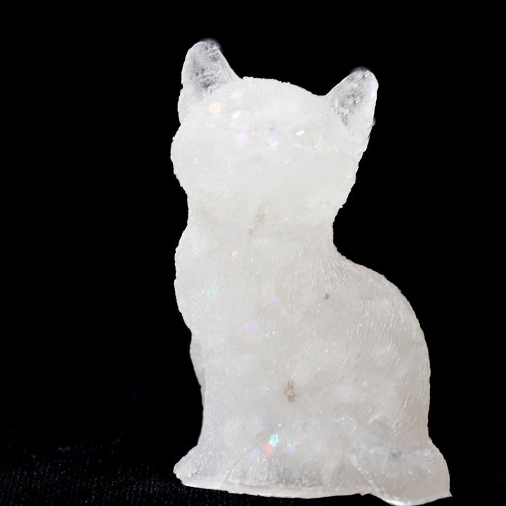 Decorazione in pietra preziosa a forma di gatto in piedi in resina di cristallo Olivenorma