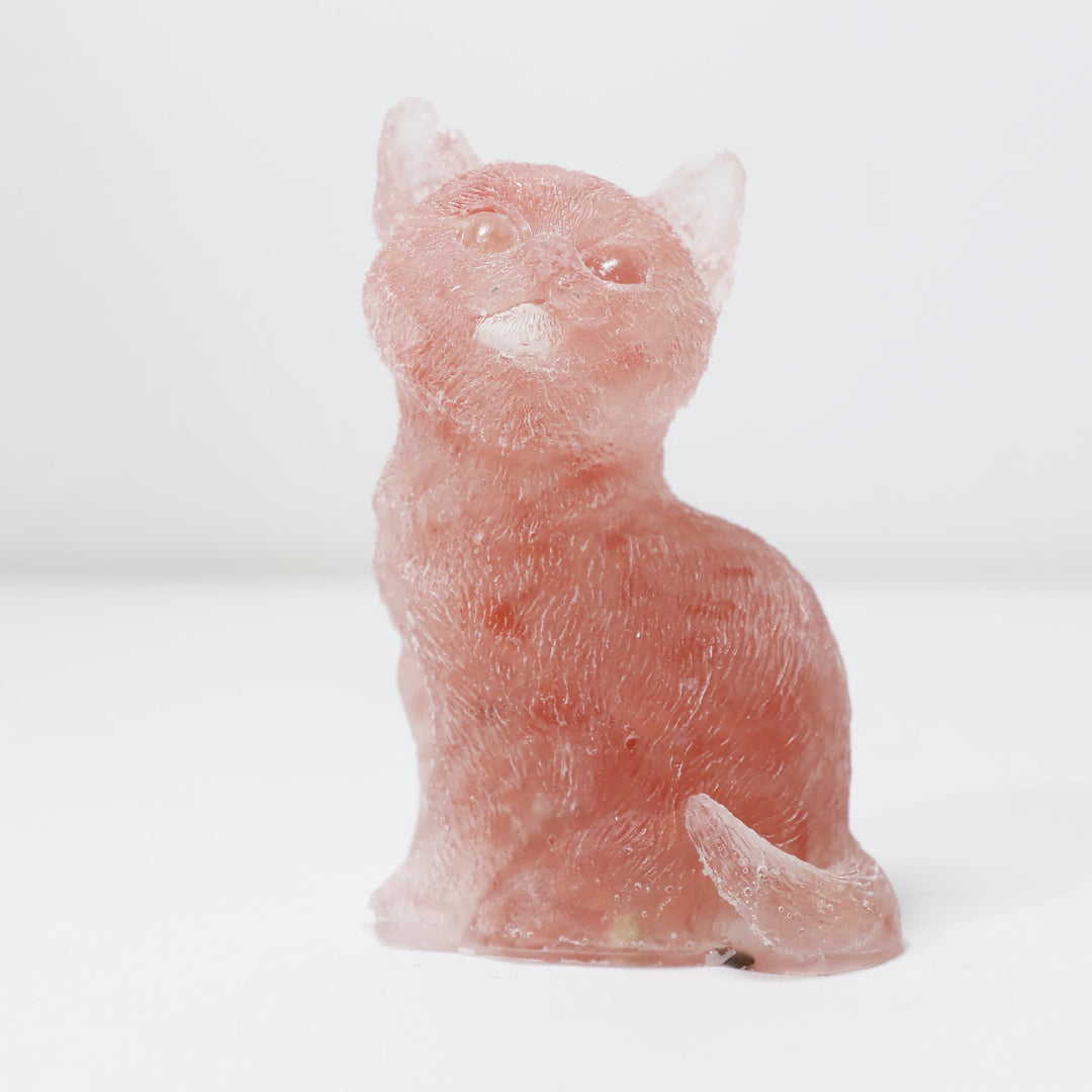 Decorazione in pietra preziosa a forma di gatto in piedi in resina di cristallo Olivenorma