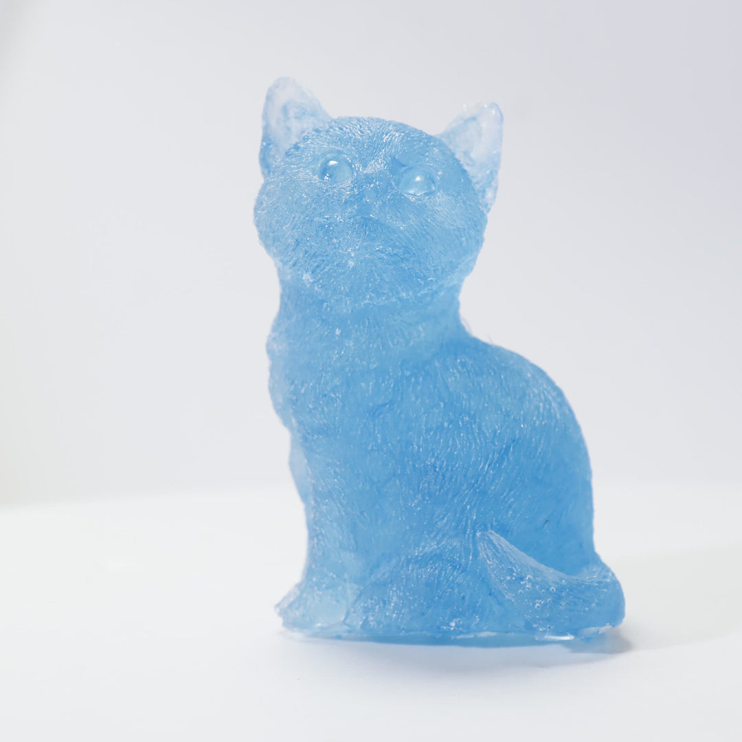 Decorazione in pietra preziosa a forma di gatto in piedi in resina di cristallo Olivenorma