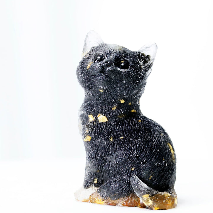 Decorazione in pietra preziosa a forma di gatto in piedi in resina di cristallo Olivenorma