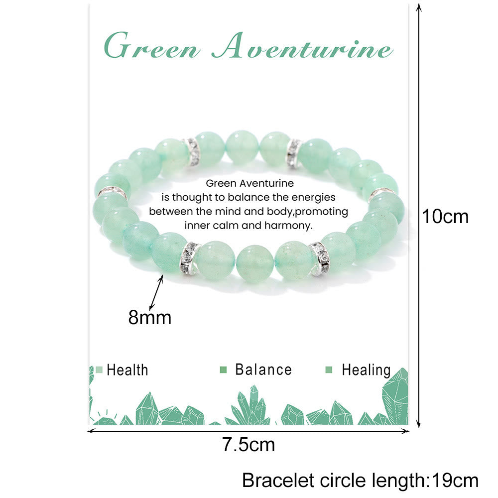 Braccialetto di perline curative di forma rotonda con pietre preziose naturali Olivenorma 