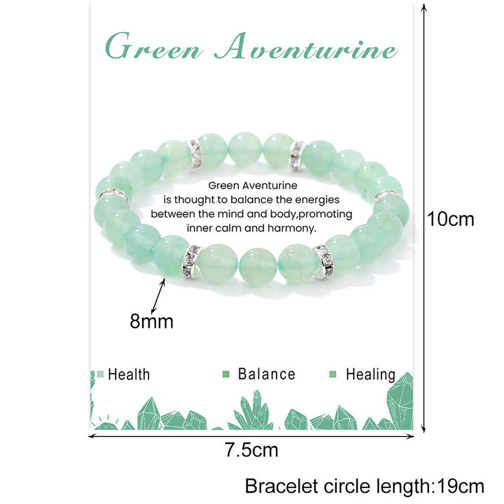 Braccialetto di perline curative di forma rotonda con pietre preziose naturali Olivenorma 