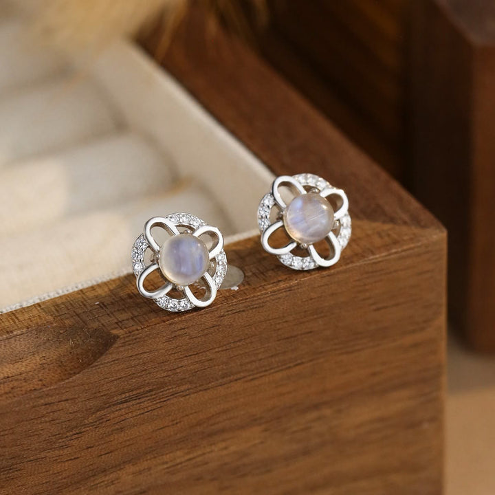 Olivenorma Moonstone Cross Orecchini a perno in argento 925