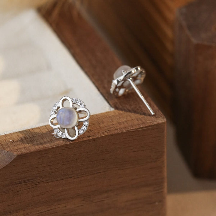 Olivenorma Moonstone Cross Orecchini a perno in argento 925