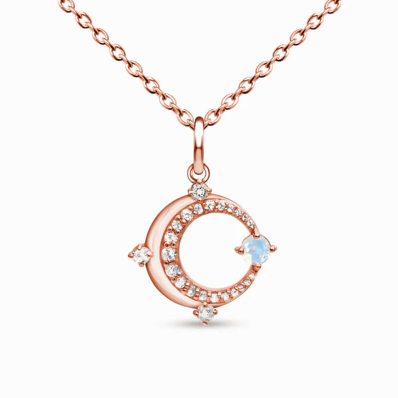 Collana con ciondolo a mezzaluna Olivenorma in pietra di luna naturale
