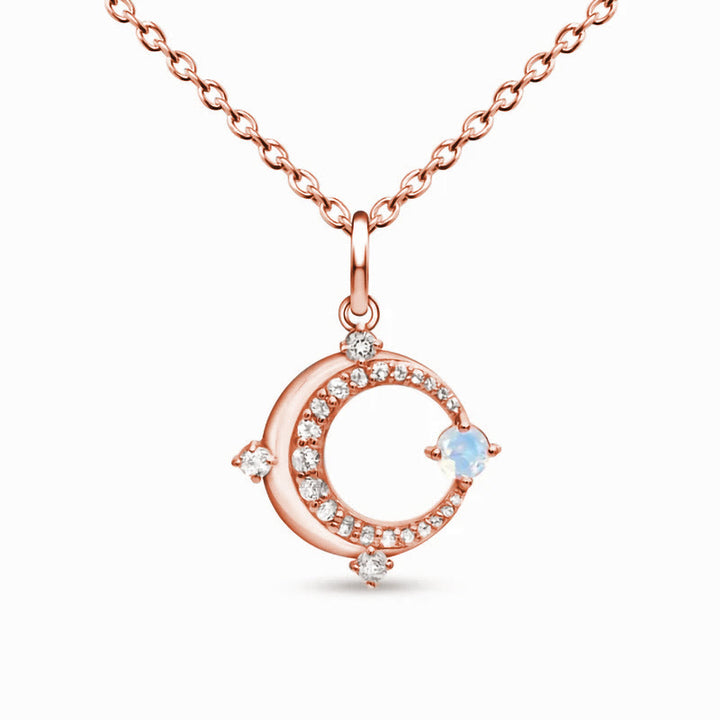 Collana con ciondolo a mezzaluna Olivenorma in pietra di luna naturale