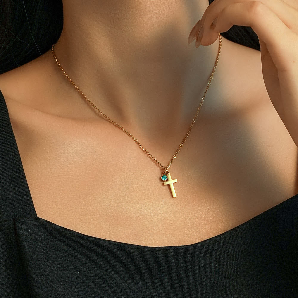 Olivenorma Collana con ciondolo con simbolo Hamsa e croce in acquamarina e occhio maligno