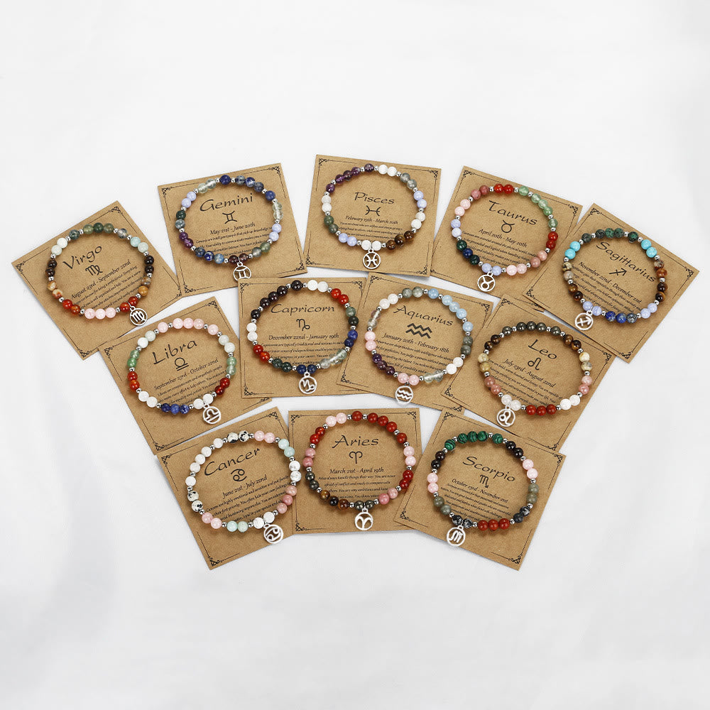 Bracciale con ciondolo zodiacale in pietra naturale Olivenorma 
