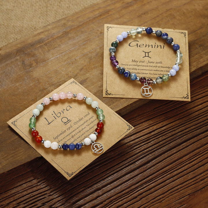 Bracciale con ciondolo zodiacale in pietra naturale Olivenorma 