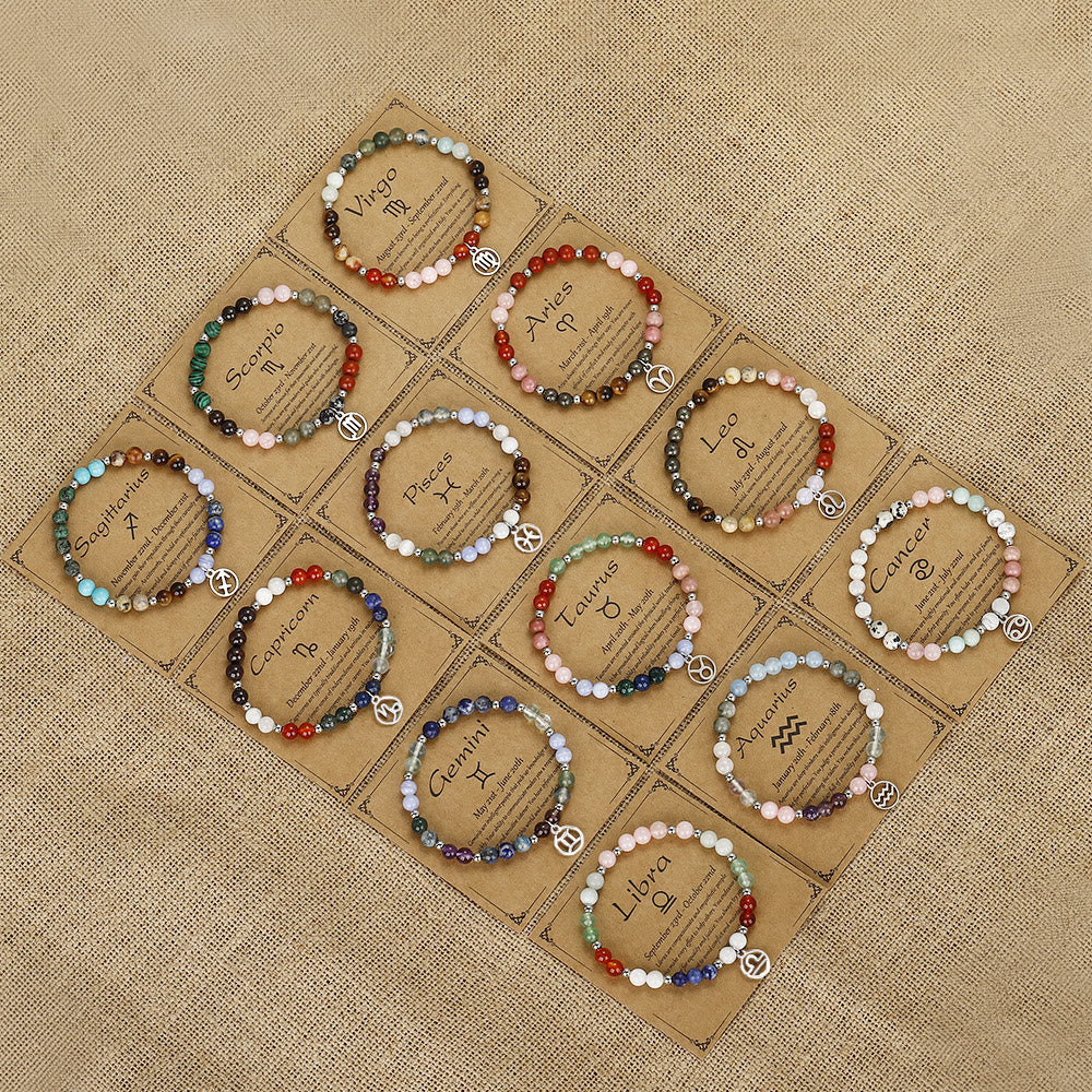 Bracciale con ciondolo zodiacale in pietra naturale Olivenorma 