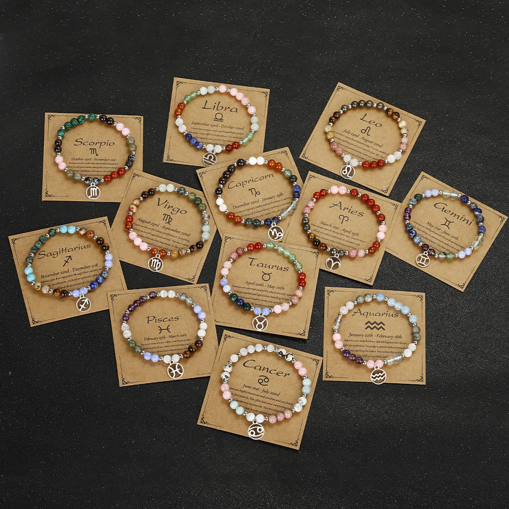 Bracciale con ciondolo zodiacale in pietra naturale Olivenorma 