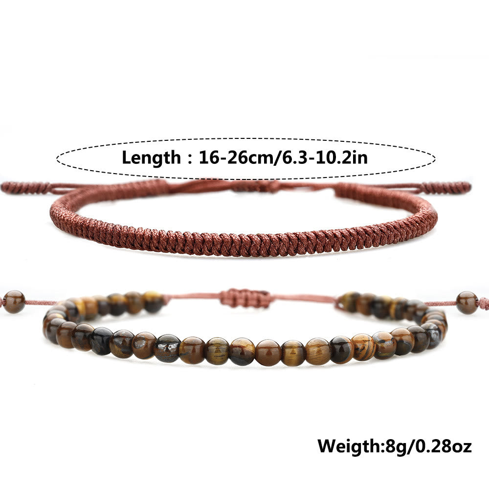 Bracciale intrecciato con perline di occhio di tigre naturale Olivenorma 