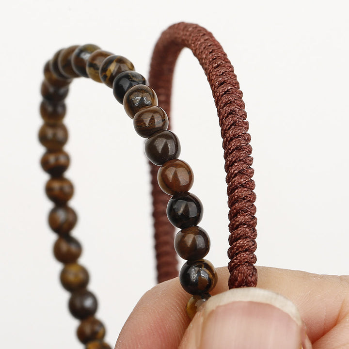 Bracciale intrecciato con perline di occhio di tigre naturale Olivenorma 
