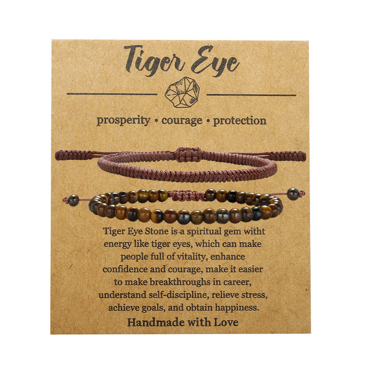 Bracciale intrecciato con perline di occhio di tigre naturale Olivenorma 
