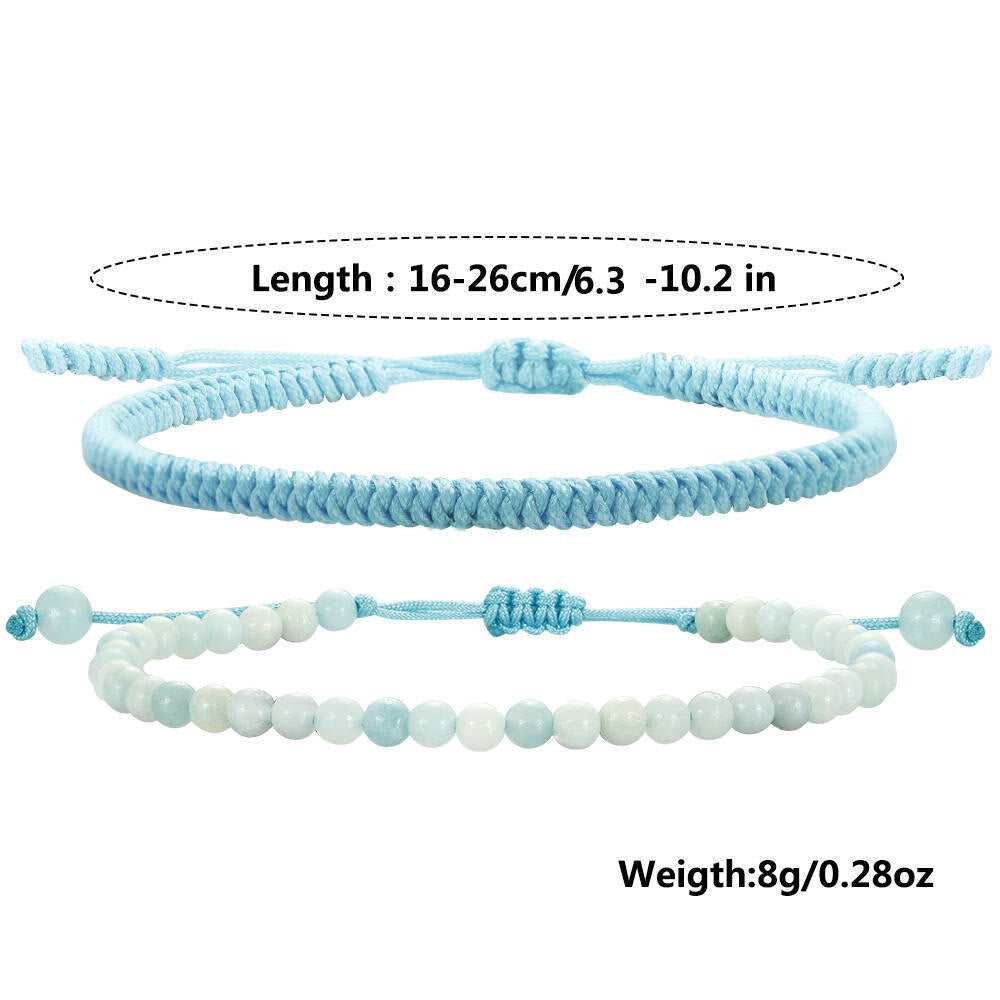 Bracciale intrecciato con perline di amazzonite naturale Olivenorma 