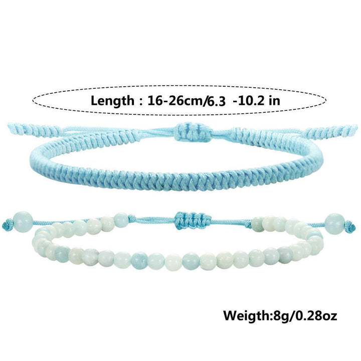 Bracciale intrecciato con perline di amazzonite naturale Olivenorma 