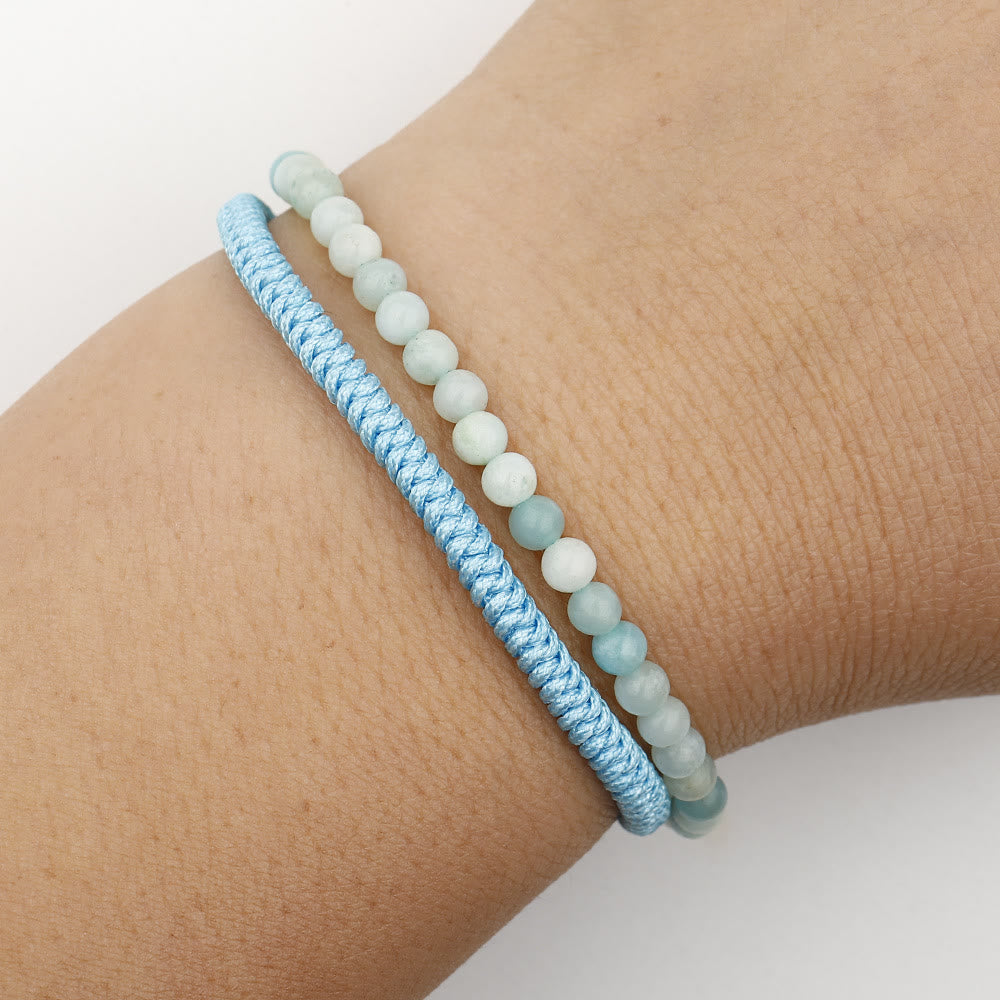 Bracciale intrecciato con perline di amazzonite naturale Olivenorma 