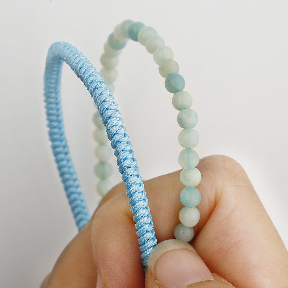 Bracciale intrecciato con perline di amazzonite naturale Olivenorma 