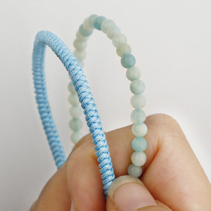 Bracciale intrecciato con perline di amazzonite naturale Olivenorma 