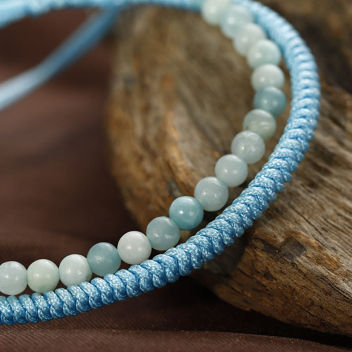 Bracciale intrecciato con perline di amazzonite naturale Olivenorma 
