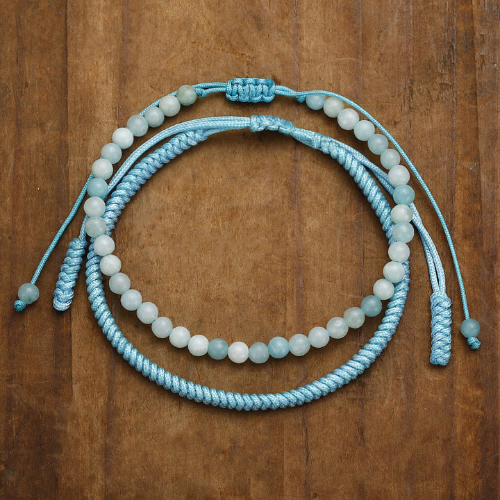 Bracciale intrecciato con perline di amazzonite naturale Olivenorma 