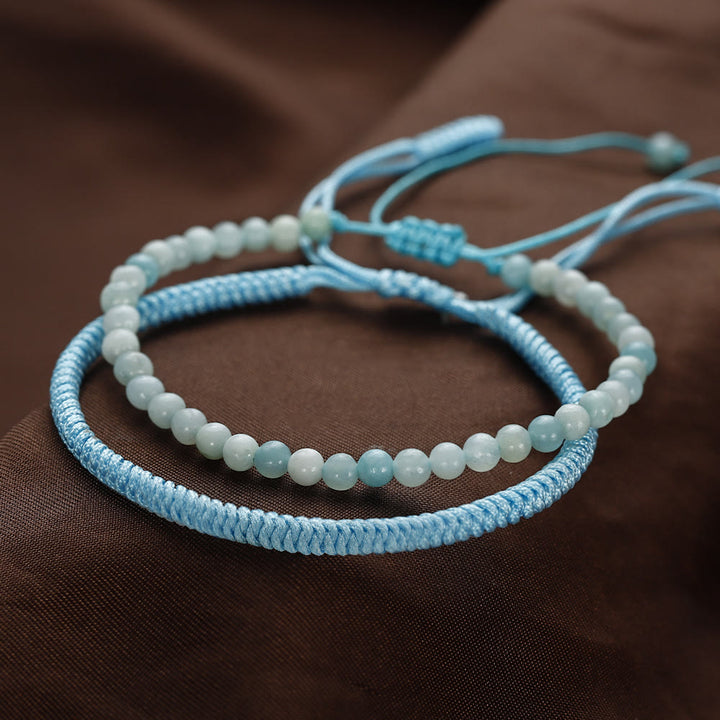 Bracciale intrecciato con perline di amazzonite naturale Olivenorma 
