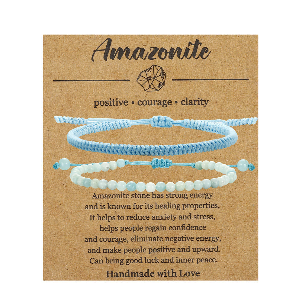 Bracciale intrecciato con perline di amazzonite naturale Olivenorma 