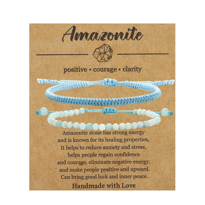Bracciale intrecciato con perline di amazzonite naturale Olivenorma 