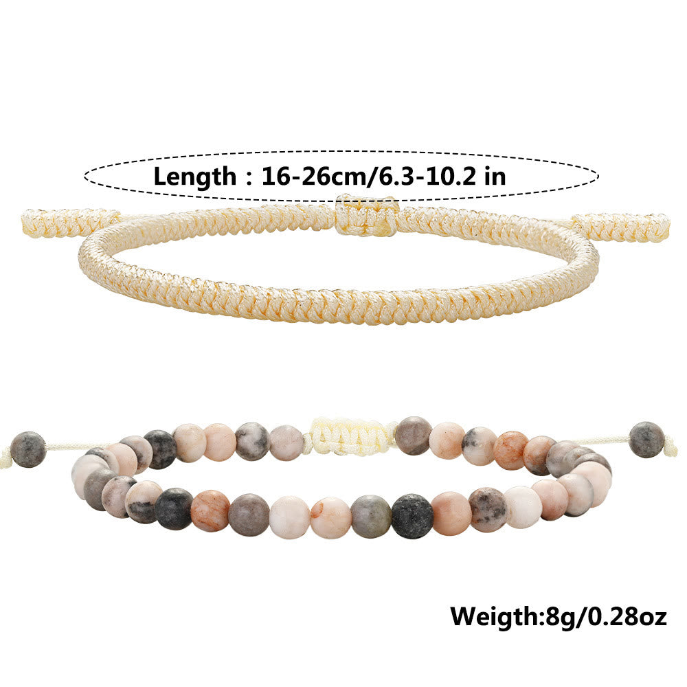 Bracciale intrecciato con perline di tormalina color prugna naturale Olivenorma 