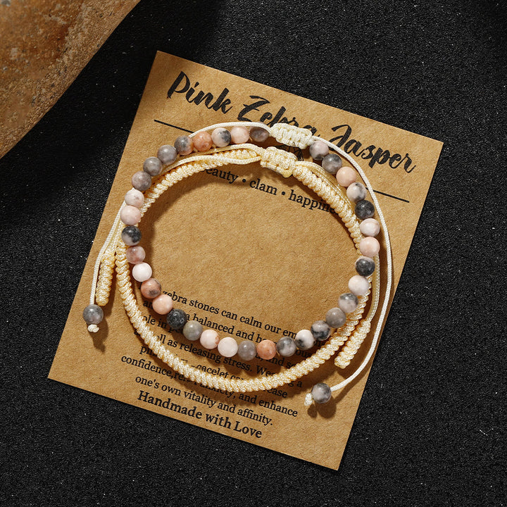Bracciale intrecciato con perline di tormalina color prugna naturale Olivenorma 