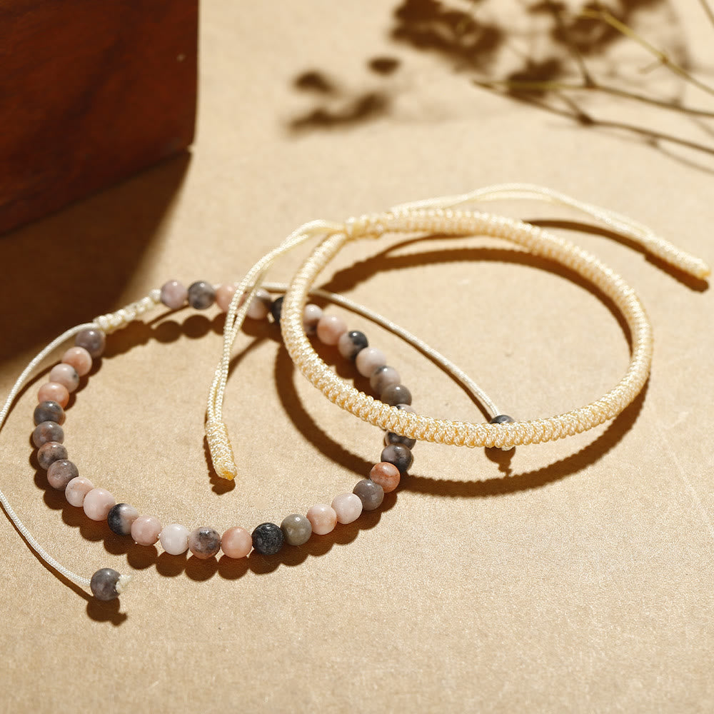 Bracciale intrecciato con perline di tormalina color prugna naturale Olivenorma 