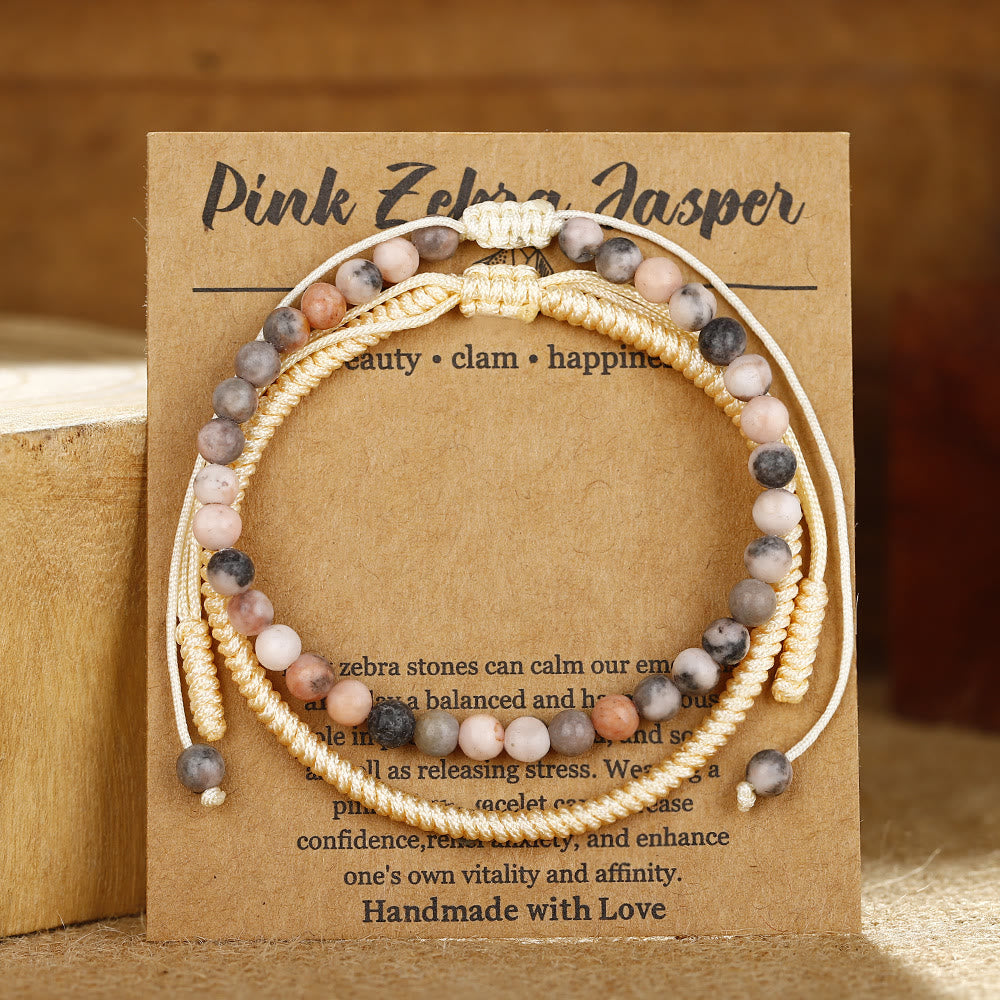 Bracciale intrecciato con perline di tormalina color prugna naturale Olivenorma 