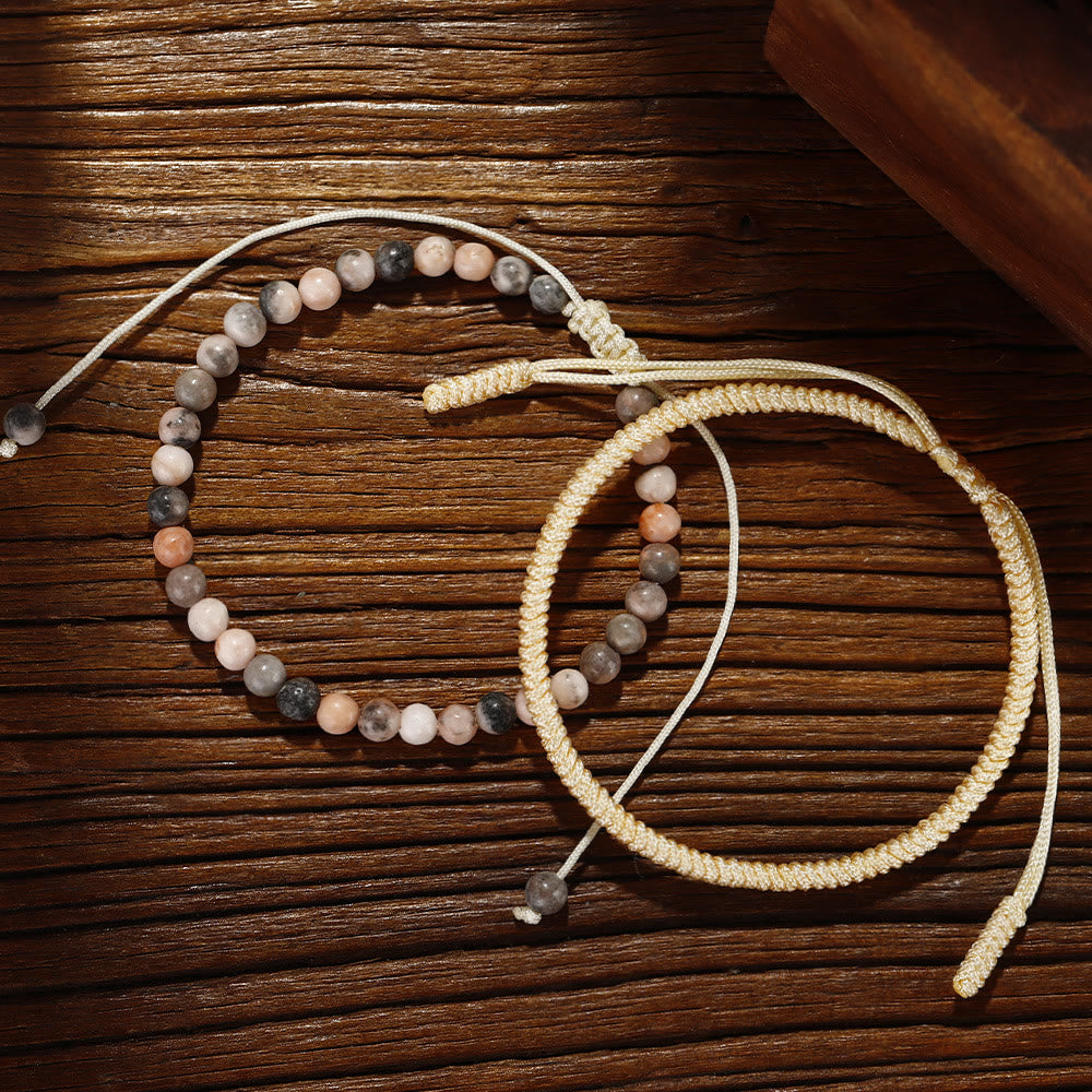 Bracciale intrecciato con perline di tormalina color prugna naturale Olivenorma 