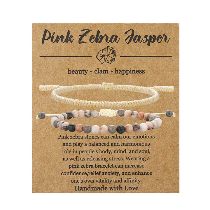 Bracciale intrecciato con perline di tormalina color prugna naturale Olivenorma 
