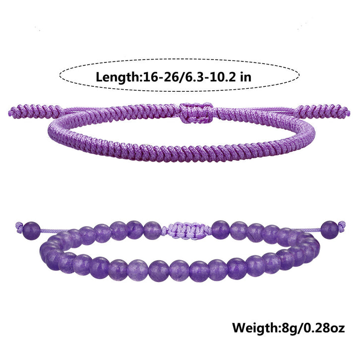 Bracciale intrecciato con perline di ametista naturale Olivenorma 