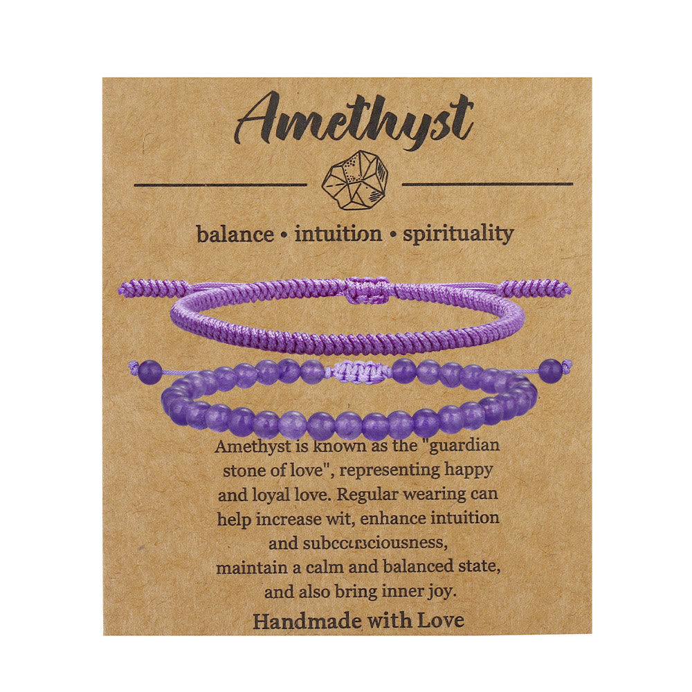 Bracciale intrecciato con perline di ametista naturale Olivenorma 