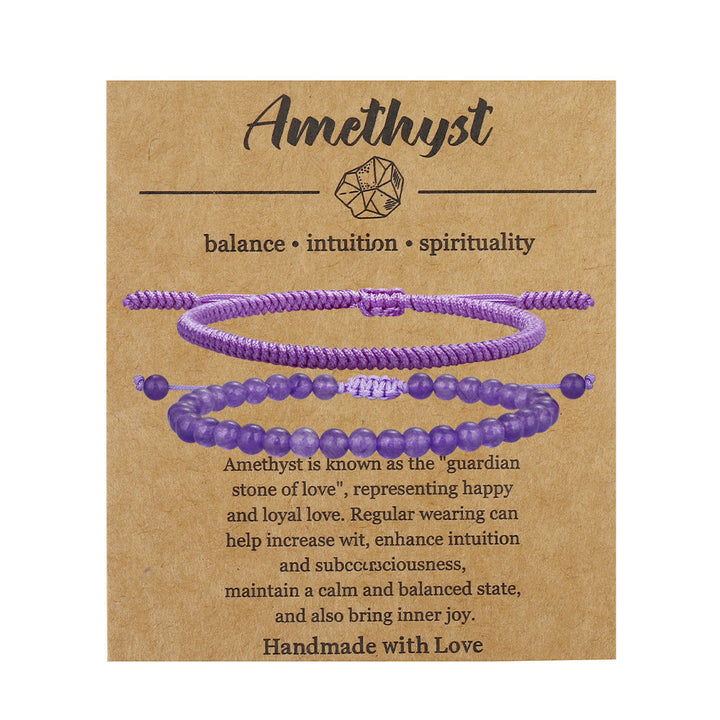 Bracciale intrecciato con perline di ametista naturale Olivenorma 
