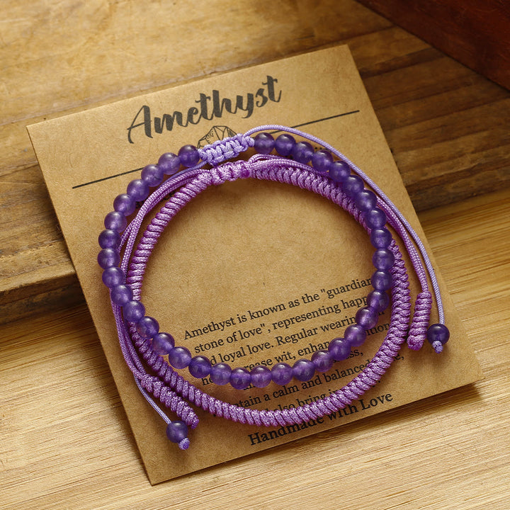 Bracciale intrecciato con perline di ametista naturale Olivenorma 