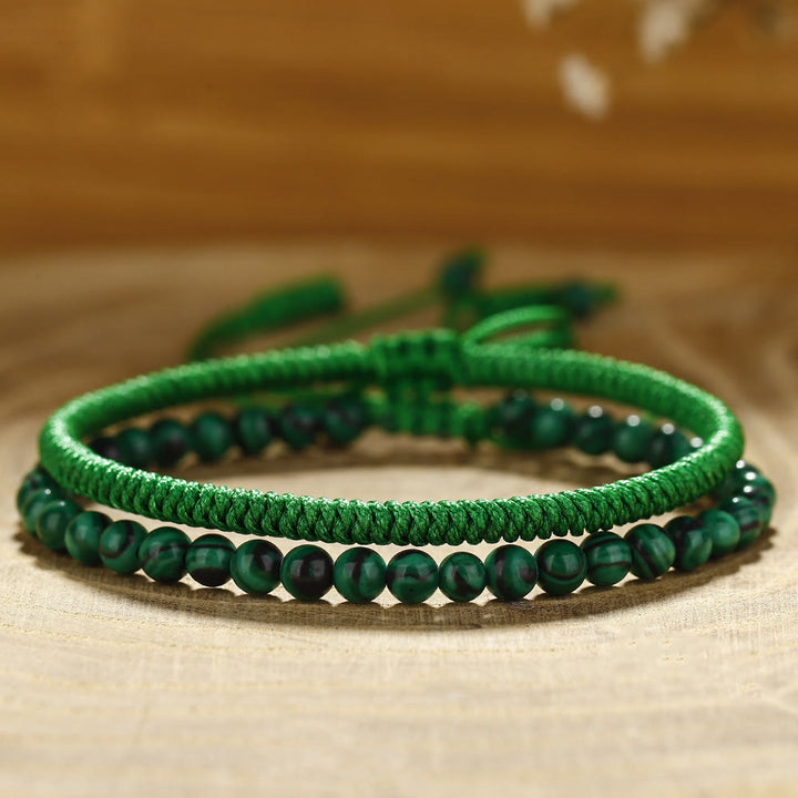 Bracciale intrecciato con perline di malachite naturale Olivenorma