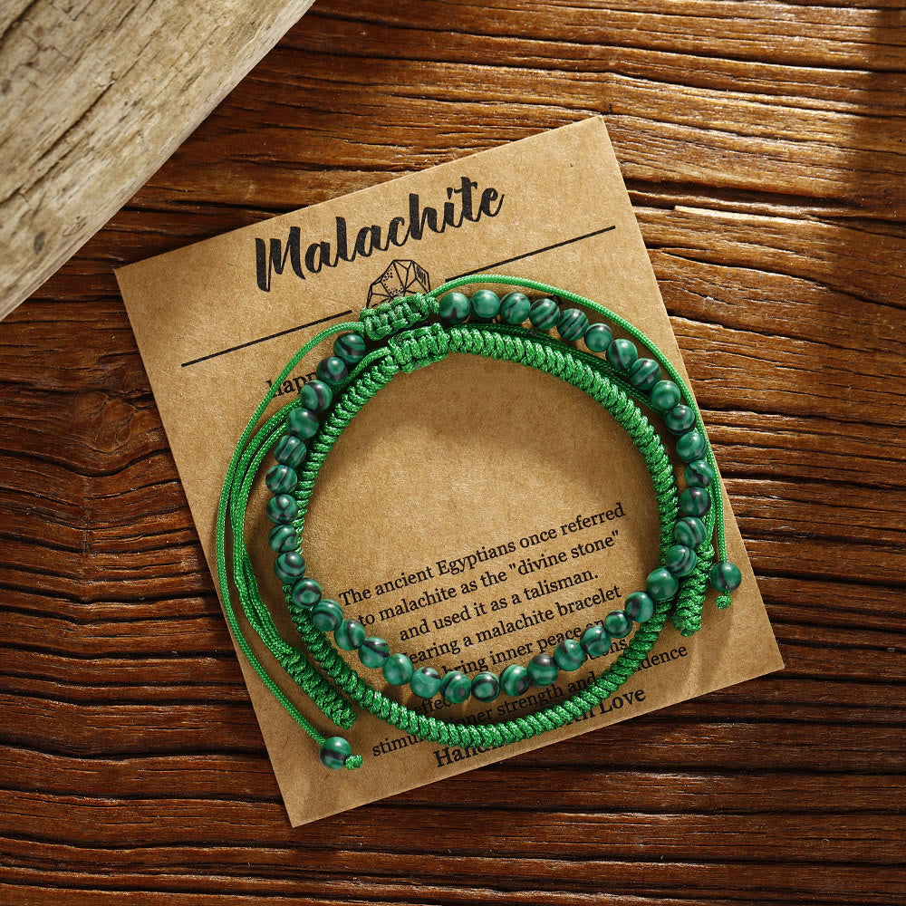 Bracciale intrecciato con perline di malachite naturale Olivenorma