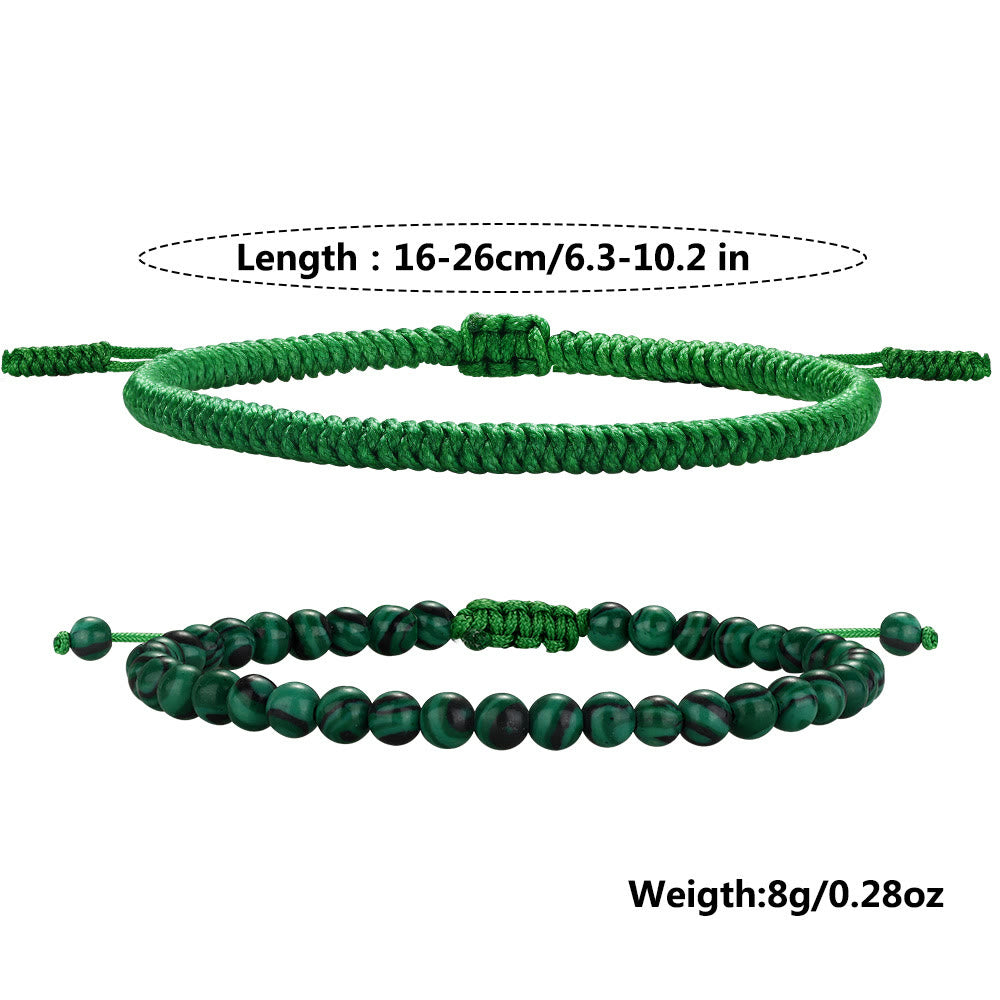 Bracciale intrecciato con perline di malachite naturale Olivenorma